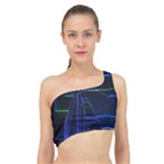 Screen Glitch Broken  Crack  Fracture  Glass Pattern Spliced Up Bikini Top 