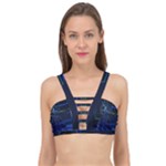 Screen Glitch Broken  Crack  Fracture  Glass Pattern Cage Up Bikini Top