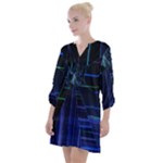 Screen Glitch Broken  Crack  Fracture  Glass Pattern Open Neck Shift Dress