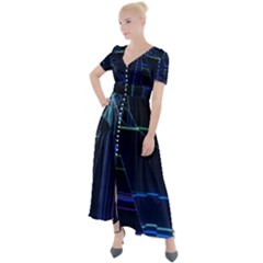 Button Up Short Sleeve Maxi Dress 