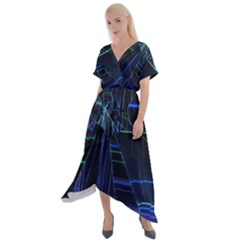 Cross Front Sharkbite Hem Maxi Dress 