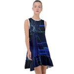 Screen Glitch Broken  Crack  Fracture  Glass Pattern Frill Swing Dress