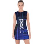 Screen Glitch Broken  Crack  Fracture  Glass Pattern Lace Up Front Bodycon Dress