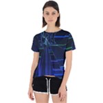 Screen Glitch Broken  Crack  Fracture  Glass Pattern Open Back Sport Tee