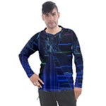 Screen Glitch Broken  Crack  Fracture  Glass Pattern Men s Pique Long Sleeve Tee