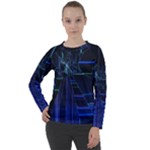 Screen Glitch Broken  Crack  Fracture  Glass Pattern Women s Long Sleeve Raglan Tee