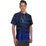 Screen Glitch Broken  Crack  Fracture  Glass Pattern Men s Polo Tee