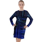 Screen Glitch Broken  Crack  Fracture  Glass Pattern Long Sleeve Hoodie Dress