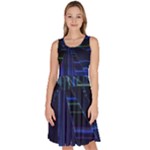 Screen Glitch Broken  Crack  Fracture  Glass Pattern Knee Length Skater Dress With Pockets