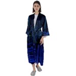 Screen Glitch Broken  Crack  Fracture  Glass Pattern Maxi Satin Kimono