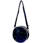 Screen Glitch Broken  Crack  Fracture  Glass Pattern Crossbody Circle Bag