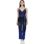 Screen Glitch Broken  Crack  Fracture  Glass Pattern V-Neck Spaghetti Strap Tie Front Jumpsuit