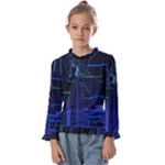 Screen Glitch Broken  Crack  Fracture  Glass Pattern Kids  Frill Detail Tee