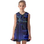 Screen Glitch Broken  Crack  Fracture  Glass Pattern Kids  Pilgrim Collar Ruffle Hem Dress