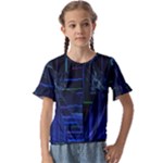 Screen Glitch Broken  Crack  Fracture  Glass Pattern Kids  Cuff Sleeve Scrunch Bottom Tee