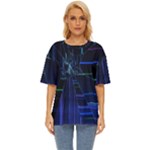 Screen Glitch Broken  Crack  Fracture  Glass Pattern Oversized Basic Tee