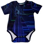 Screen Glitch Broken  Crack  Fracture  Glass Pattern Baby Short Sleeve Bodysuit