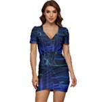 Screen Glitch Broken  Crack  Fracture  Glass Pattern Low Cut Cap Sleeve Mini Dress