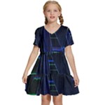 Screen Glitch Broken  Crack  Fracture  Glass Pattern Kids  Short Sleeve Tiered Mini Dress