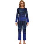 Screen Glitch Broken  Crack  Fracture  Glass Pattern Womens  Long Sleeve Lightweight Pajamas Set