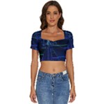 Screen Glitch Broken  Crack  Fracture  Glass Pattern Short Sleeve Square Neckline Crop Top 