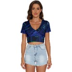 Screen Glitch Broken  Crack  Fracture  Glass Pattern V-Neck Crop Top