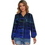 Screen Glitch Broken  Crack  Fracture  Glass Pattern Women s Long Sleeve Button Down Shirt