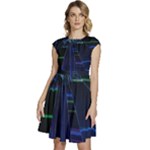 Screen Glitch Broken  Crack  Fracture  Glass Pattern Cap Sleeve High Waist Dress