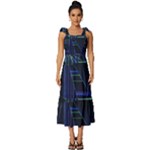 Screen Glitch Broken  Crack  Fracture  Glass Pattern Tie-Strap Tiered Midi Chiffon Dress