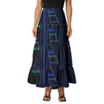 Screen Glitch Broken  Crack  Fracture  Glass Pattern Tiered Ruffle Maxi Skirt