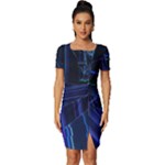 Screen Glitch Broken  Crack  Fracture  Glass Pattern Fitted Knot Split End Bodycon Dress