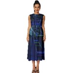 Screen Glitch Broken  Crack  Fracture  Glass Pattern Sleeveless Round Neck Midi Dress