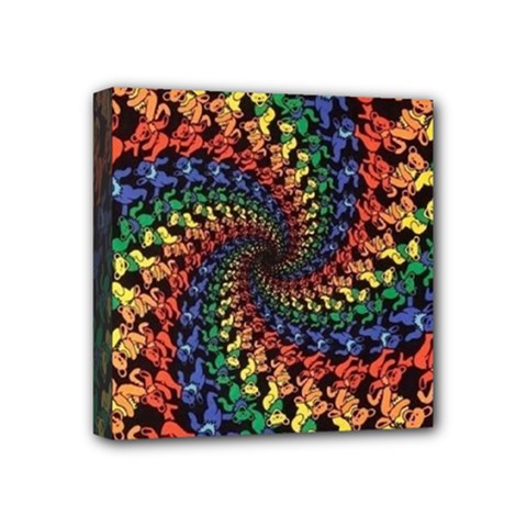 Deadhead Bears Band  Colorsdead Head Grateful Dead Pattern Mini Canvas 4  x 4  (Stretched) from ArtsNow.com