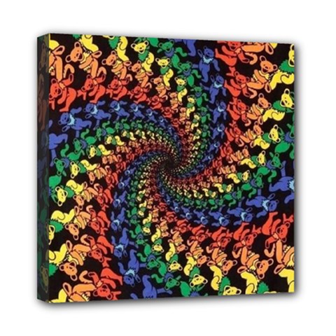 Deadhead Bears Band  Colorsdead Head Grateful Dead Pattern Mini Canvas 8  x 8  (Stretched) from ArtsNow.com