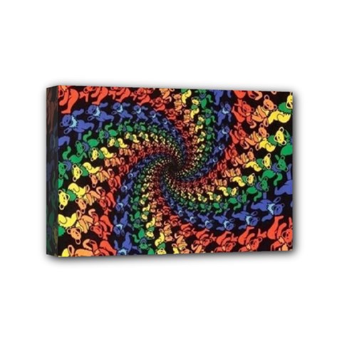 Deadhead Bears Band  Colorsdead Head Grateful Dead Pattern Mini Canvas 6  x 4  (Stretched) from ArtsNow.com
