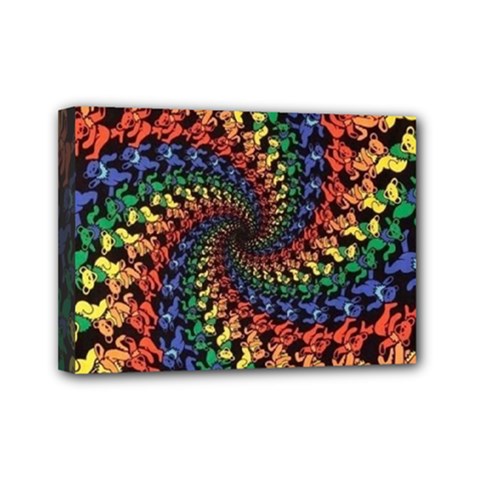 Deadhead Bears Band  Colorsdead Head Grateful Dead Pattern Mini Canvas 7  x 5  (Stretched) from ArtsNow.com