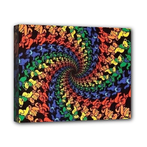 Deadhead Bears Band  Colorsdead Head Grateful Dead Pattern Canvas 10  x 8  (Stretched) from ArtsNow.com