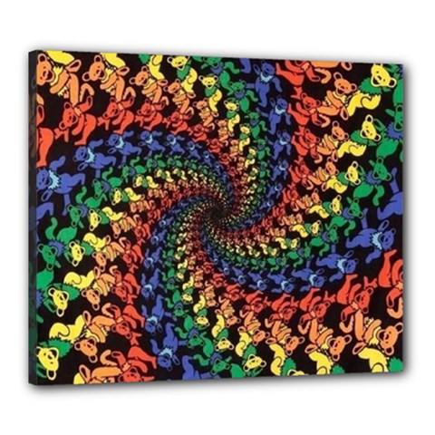 Deadhead Bears Band  Colorsdead Head Grateful Dead Pattern Canvas 24  x 20  (Stretched) from ArtsNow.com