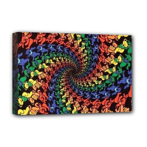Deadhead Bears Band  Colorsdead Head Grateful Dead Pattern Deluxe Canvas 18  x 12  (Stretched) from ArtsNow.com