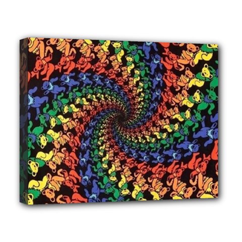 Deadhead Bears Band  Colorsdead Head Grateful Dead Pattern Deluxe Canvas 20  x 16  (Stretched) from ArtsNow.com