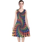 Deadhead Bears Band  Colorsdead Head Grateful Dead Pattern V-Neck Midi Sleeveless Dress 