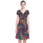 Deadhead Bears Band  Colorsdead Head Grateful Dead Pattern Short Sleeve Front Wrap Dress