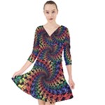 Deadhead Bears Band  Colorsdead Head Grateful Dead Pattern Quarter Sleeve Front Wrap Dress