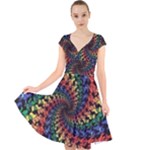 Deadhead Bears Band  Colorsdead Head Grateful Dead Pattern Cap Sleeve Front Wrap Midi Dress