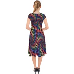 Cap Sleeve Front Wrap Midi Dress 