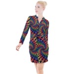 Deadhead Bears Band  Colorsdead Head Grateful Dead Pattern Button Long Sleeve Dress