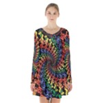 Deadhead Bears Band  Colorsdead Head Grateful Dead Pattern Long Sleeve Velvet V-neck Dress