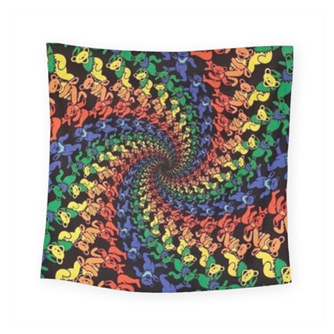 Deadhead Bears Band  Colorsdead Head Grateful Dead Pattern Square Tapestry (Small) from ArtsNow.com
