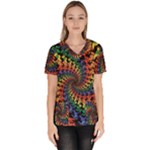 Deadhead Bears Band  Colorsdead Head Grateful Dead Pattern Women s V-Neck Scrub Top