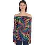 Deadhead Bears Band  Colorsdead Head Grateful Dead Pattern Off Shoulder Long Sleeve Top